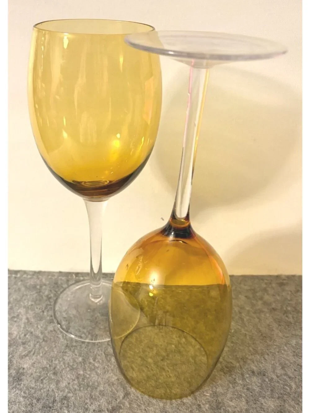 Set of 2 Amber and clear 8.5